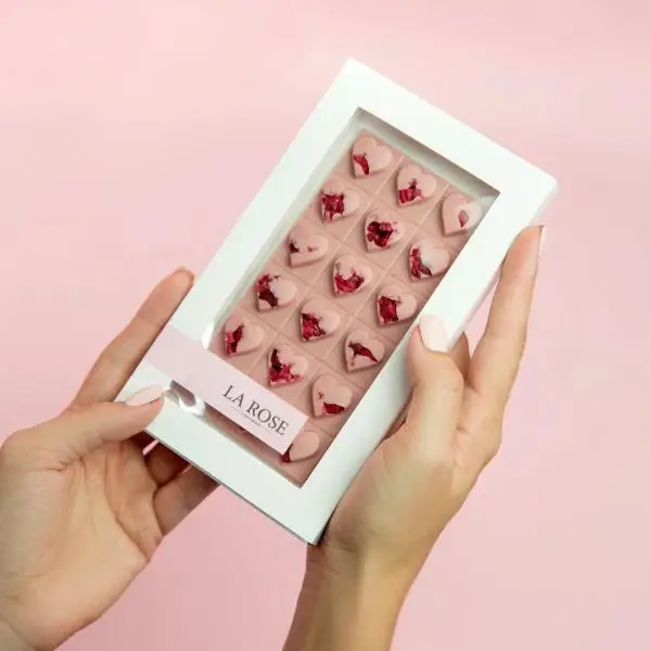 Бельгийский шоколад ручной работы «Плитка- сердечки» купить в Барнауле