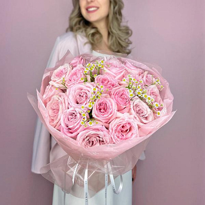 Дуобукет из пионовидной розы Pink O'Hara купить в Барнауле