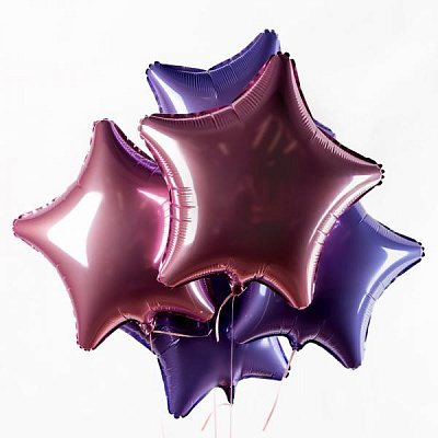 Фольгированные шары «Сиренево-розовые звезды» купить в Барнауле